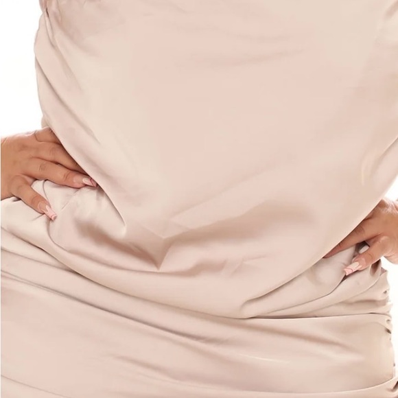 FASHION NOVA Taupe Draped Women's Dress - Picture 5 of 12